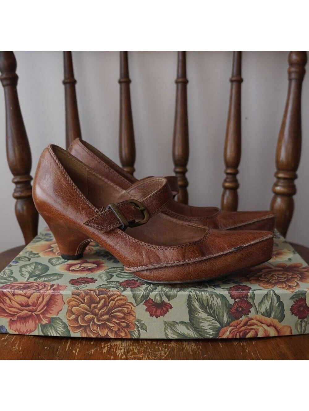 Corso Como Brown Leather Mary Jane Heels